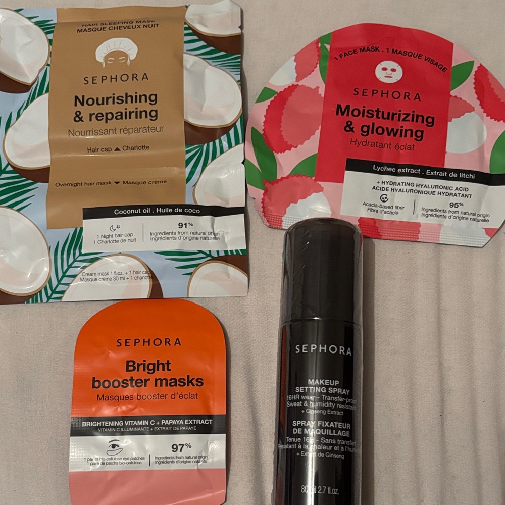 Sephora Makeup Setting Spray and Mask Set - Black, Red, Orange